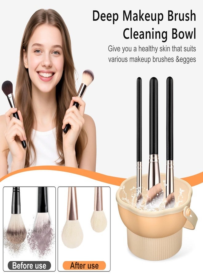 senbowe 3 in 1 Makeup Brush Cleaner Mat, Silicone Makeup Brush Cleaner Bowl Cosmetic Brushes Cleaning Pad Tool Organizer for Storage and Air Drying, Make Up Brush Washing Tool for Sponge - Image 5